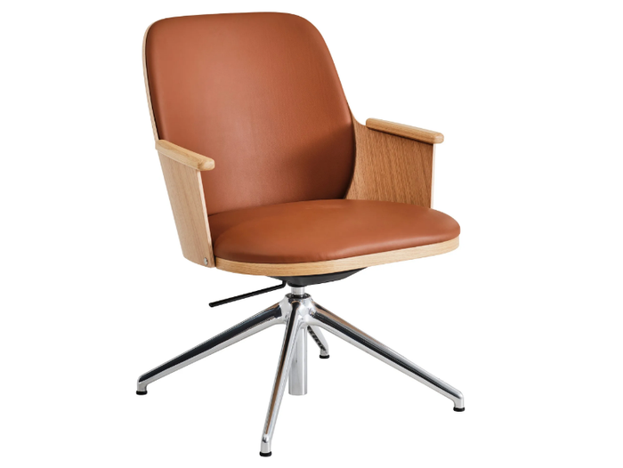 SANDER CONFERENCE - Trestle-based height-adjustable leather chair with armrests _ Karl Andersson